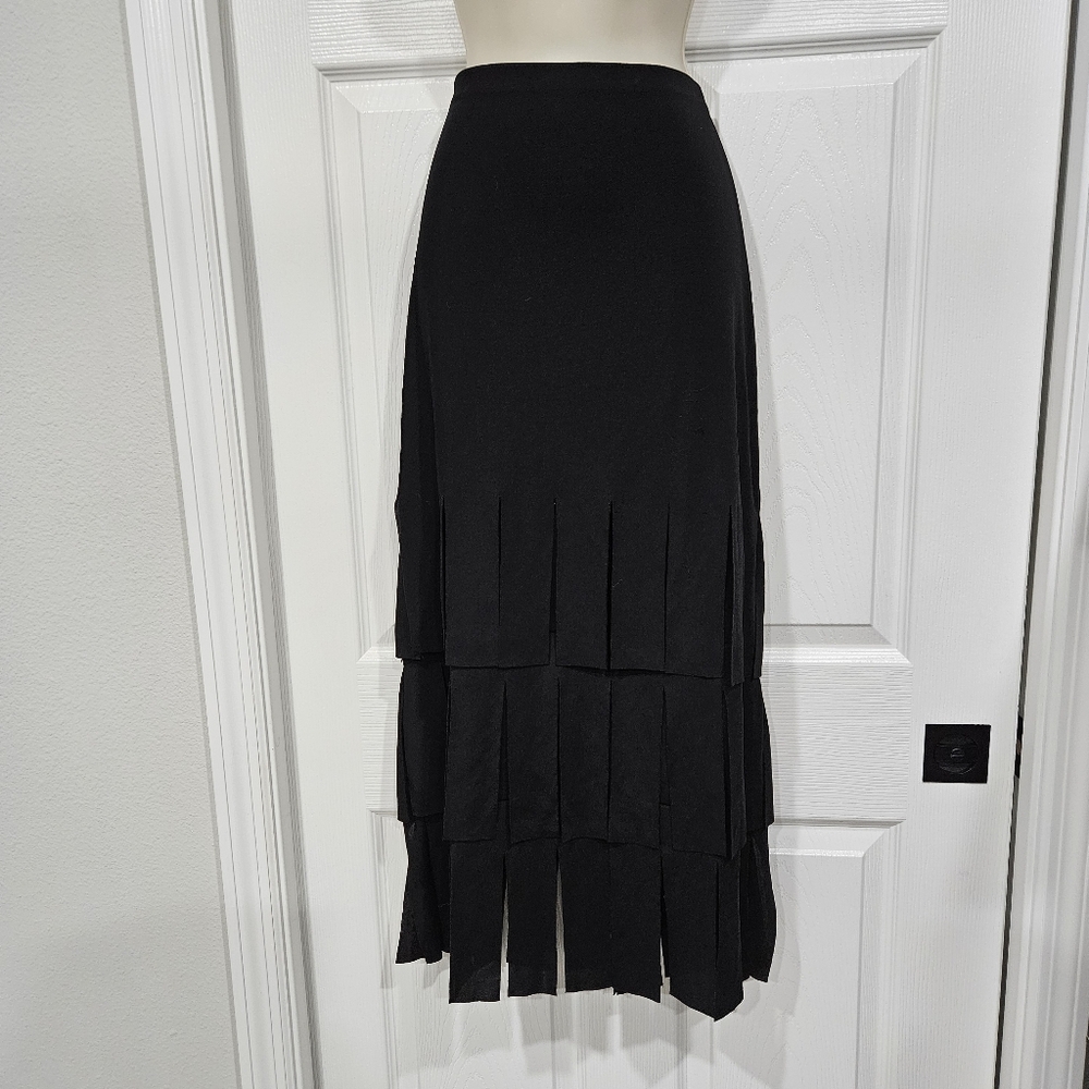 Cachet Black Pleated Maxi Skirt